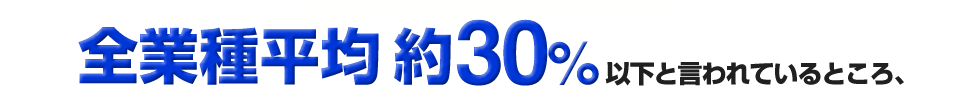全業種平均約30%以下と言われているところ、